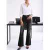 image:imageSidefeel Womens High Waisted Bootcut Jeans Stretch Denim Pants  Flare Jeans with PocketsSlim FitSoft Stretch FabricCasualRetroKnee Panel SeamAll Season WearBlack
