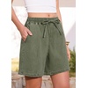 image:imageSidefeel Womens High Waisted Drawstring Summer Jean Shorts  Adjustable Elastic Waist Pull On Practical Side Seam Pockets Baggy Relaxed Fit Stretchy Denim ShortsGreen