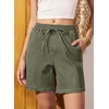 image:imageSidefeel Womens High Waisted Drawstring Summer Jean Shorts  Adjustable Elastic Waist Pull On Practical Side Seam Pockets Baggy Relaxed Fit Stretchy Denim ShortsGreen