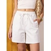 image:imageSidefeel Womens High Waisted Drawstring Summer Jean Shorts  Adjustable Elastic Waist Pull On Practical Side Seam Pockets Baggy Relaxed Fit Stretchy Denim ShortsWhite