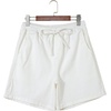 image:imageSidefeel Womens High Waisted Drawstring Summer Jean Shorts  Adjustable Elastic Waist Pull On Practical Side Seam Pockets Baggy Relaxed Fit Stretchy Denim ShortsWhite