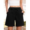 image:imageSidefeel Womens High Waisted Drawstring Summer Jean Shorts  Adjustable Elastic Waist Pull On Practical Side Seam Pockets Baggy Relaxed Fit Stretchy Denim ShortsBlack