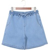 image:imageSidefeel Womens High Waisted Drawstring Summer Jean Shorts  Adjustable Elastic Waist Pull On Practical Side Seam Pockets Baggy Relaxed Fit Stretchy Denim ShortsIceland Blue