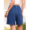 image:imageSidefeel Womens High Waisted Drawstring Summer Jean Shorts  Adjustable Elastic Waist Pull On Practical Side Seam Pockets Baggy Relaxed Fit Stretchy Denim ShortsDark Blue