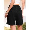 image:imageSidefeel Womens High Waisted Drawstring Summer Jean Shorts  Adjustable Elastic Waist Pull On Practical Side Seam Pockets Baggy Relaxed Fit Stretchy Denim ShortsBlack