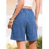 image:imageSidefeel Womens High Waisted Drawstring Summer Jean Shorts  Adjustable Elastic Waist Pull On Practical Side Seam Pockets Baggy Relaxed Fit Stretchy Denim ShortsLight Blue
