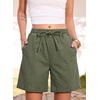 image:imageSidefeel Womens High Waisted Drawstring Summer Jean Shorts  Adjustable Elastic Waist Pull On Practical Side Seam Pockets Baggy Relaxed Fit Stretchy Denim ShortsGreen
