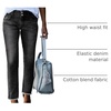 image:imageSidefeel Womens High Waisted Raw Hem Straight Leg Jeans  Double Button WaistbandTummy ControlStretch Denim FabricAnkle Length5 PocketCasual StyleBlack