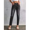 image:imageSidefeel Womens High Waisted Raw Hem Straight Leg Jeans  Double Button WaistbandTummy ControlStretch Denim FabricAnkle Length5 PocketCasual StyleBlack
