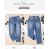 image:imageSidefeel Womens High Waisted Raw Hem Straight Leg Jeans  Double Button WaistbandTummy ControlStretch Denim FabricAnkle Length5 PocketCasual StyleBlue