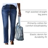 image:imageSidefeel Womens High Waisted Raw Hem Straight Leg Jeans  Double Button WaistbandTummy ControlStretch Denim FabricAnkle Length5 PocketCasual StyleBluing