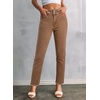 image:imageSidefeel Womens High Waisted Raw Hem Straight Leg Jeans  Double Button WaistbandTummy ControlStretch Denim FabricAnkle Length5 PocketCasual StyleBrown