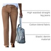 image:imageSidefeel Womens High Waisted Raw Hem Straight Leg Jeans  Double Button WaistbandTummy ControlStretch Denim FabricAnkle Length5 PocketCasual StyleBrown