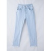 image:imageSidefeel Womens High Waisted Raw Hem Straight Leg Jeans  Double Button WaistbandTummy ControlStretch Denim FabricAnkle Length5 PocketCasual StyleL Light Blue
