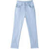 image:imageSidefeel Womens High Waisted Raw Hem Straight Leg Jeans  Double Button WaistbandTummy ControlStretch Denim FabricAnkle Length5 PocketCasual StyleL Light Blue