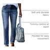 image:imageSidefeel Womens High Waisted Raw Hem Straight Leg Jeans  Double Button WaistbandTummy ControlStretch Denim FabricAnkle Length5 PocketCasual StyleLight Blue
