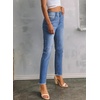 image:imageSidefeel Womens High Waisted Raw Hem Straight Leg Jeans  Double Button WaistbandTummy ControlStretch Denim FabricAnkle Length5 PocketCasual StyleMist Blue