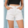 image:imageSidefeel Womens High Waisted Stretchy Folded Hem Jean Shorts  Soft Cozy Material Trendy Patchwork Details 39 Inches Inseam Loose Fit Summer Denim Shorts with Pockets Casual Work WearCream White