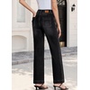 image:imageSidefeel Womens High Waisted Stretchy Straight Leg Jeans  Front Big PocketsDouble Button WaistbandTummy ControlFull LengthHigh RiseBlack