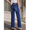image:imageSidefeel Womens High Waisted Stretchy Straight Leg Jeans  Front Big PocketsDouble Button WaistbandTummy ControlFull LengthHigh RiseBluing