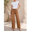 image:imageSidefeel Womens High Waisted Stretchy Straight Leg Jeans  Front Big PocketsDouble Button WaistbandTummy ControlFull LengthHigh RiseBrown
