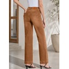 image:imageSidefeel Womens High Waisted Stretchy Straight Leg Jeans  Front Big PocketsDouble Button WaistbandTummy ControlFull LengthHigh RiseBrown