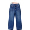image:imageSidefeel Womens High Waisted Stretchy Straight Leg Jeans  Front Big PocketsDouble Button WaistbandTummy ControlFull LengthHigh RiseDark Blue