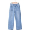 image:imageSidefeel Womens High Waisted Stretchy Straight Leg Jeans  Front Big PocketsDouble Button WaistbandTummy ControlFull LengthHigh RiseIceland Blue