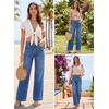 image:imageSidefeel Womens High Waisted Stretchy Straight Leg Jeans  Front Big PocketsDouble Button WaistbandTummy ControlFull LengthHigh RiseIceland Blue