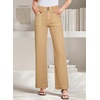 image:imageSidefeel Womens High Waisted Stretchy Straight Leg Jeans  Front Big PocketsDouble Button WaistbandTummy ControlFull LengthHigh RiseKhaki