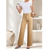 image:imageSidefeel Womens High Waisted Stretchy Straight Leg Jeans  Front Big PocketsDouble Button WaistbandTummy ControlFull LengthHigh RiseKhaki