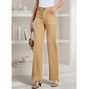 image:imageSidefeel Womens High Waisted Stretchy Straight Leg Jeans  Front Big PocketsDouble Button WaistbandTummy ControlFull LengthHigh RiseKhaki