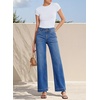 image:imageSidefeel Womens High Waisted Stretchy Straight Leg Jeans  Front Big PocketsDouble Button WaistbandTummy ControlFull LengthHigh RiseLight Blue