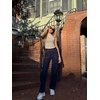 image:imageSidefeel Womens High Waisted Stretchy Straight Leg Jeans  Front Big PocketsDouble Button WaistbandTummy ControlFull LengthHigh RiseNavy Blue