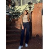 image:imageSidefeel Womens High Waisted Stretchy Straight Leg Jeans  Front Big PocketsDouble Button WaistbandTummy ControlFull LengthHigh RiseNavy Blue