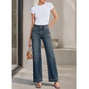 image:imageSidefeel Womens High Waisted Stretchy Straight Leg Jeans  Front Big PocketsDouble Button WaistbandTummy ControlFull LengthHigh RiseReal Teal