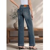 image:imageSidefeel Womens High Waisted Stretchy Straight Leg Jeans  Front Big PocketsDouble Button WaistbandTummy ControlFull LengthHigh RiseReal Teal