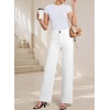image:imageSidefeel Womens High Waisted Stretchy Straight Leg Jeans  Front Big PocketsDouble Button WaistbandTummy ControlFull LengthHigh RiseWhite