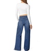 image:imageSidefeel Womens High Waisted Wide Leg Stretchy Jeans  Soft Comfy Denim Pants Seamed Front Full Length Double Buttons Relxed Fit Trendy Jeans with Pockets Casual Daily WearBlue
