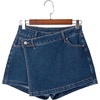 image:imageSidefeel Womens Jean Skirt High Waisted Wrap Denim Skort  AsymmetricalStretchy FabricSummer Jean ShortSkirt with Shorts UnderneathSpringFall OutfitDatingPartyBluing