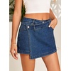 image:imageSidefeel Womens Jean Skirt High Waisted Wrap Denim Skort  AsymmetricalStretchy FabricSummer Jean ShortSkirt with Shorts UnderneathSpringFall OutfitDatingPartyBluing