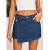 image:imageSidefeel Womens Jean Skirt High Waisted Wrap Denim Skort  AsymmetricalStretchy FabricSummer Jean ShortSkirt with Shorts UnderneathSpringFall OutfitDatingPartyBluing