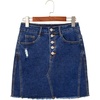 image:imageSidefeel Womens Jean Skirt StretchyButton Fly Denim Skirt  Frayed HemStretch DenimDistressed RippedHigh WaistedPartyDating LooksWestern StyleSlim FitBluing