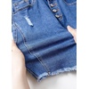 image:imageSidefeel Womens Jean Skirt StretchyButton Fly Denim Skirt  Frayed HemStretch DenimDistressed RippedHigh WaistedPartyDating LooksWestern StyleSlim FitDark Blue