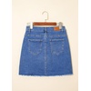 image:imageSidefeel Womens Jean Skirt StretchyButton Fly Denim Skirt  Frayed HemStretch DenimDistressed RippedHigh WaistedPartyDating LooksWestern StyleSlim FitDark Blue