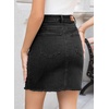 image:imageSidefeel Womens Jean Skirt StretchyButton Fly Denim Skirt  Frayed HemStretch DenimDistressed RippedHigh WaistedPartyDating LooksWestern StyleSlim FitGray