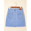 image:imageSidefeel Womens Jean Skirt StretchyButton Fly Denim Skirt  Frayed HemStretch DenimDistressed RippedHigh WaistedPartyDating LooksWestern StyleSlim FitIceland Blue