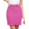 image:imageSidefeel Womens Jean Skirt StretchyButton Fly Denim Skirt  Frayed HemStretch DenimDistressed RippedHigh WaistedPartyDating LooksWestern StyleSlim FitRose Red