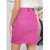 image:imageSidefeel Womens Jean Skirt StretchyButton Fly Denim Skirt  Frayed HemStretch DenimDistressed RippedHigh WaistedPartyDating LooksWestern StyleSlim FitRose Red