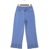 image:imageSidefeel Womens Wide Leg Embroidered Jeans Stretchy Denim Pants  High Waisted Jeans With PocketsAnkle LengthStretch FabricLoose FitCasual Daily WearFallLight Blue